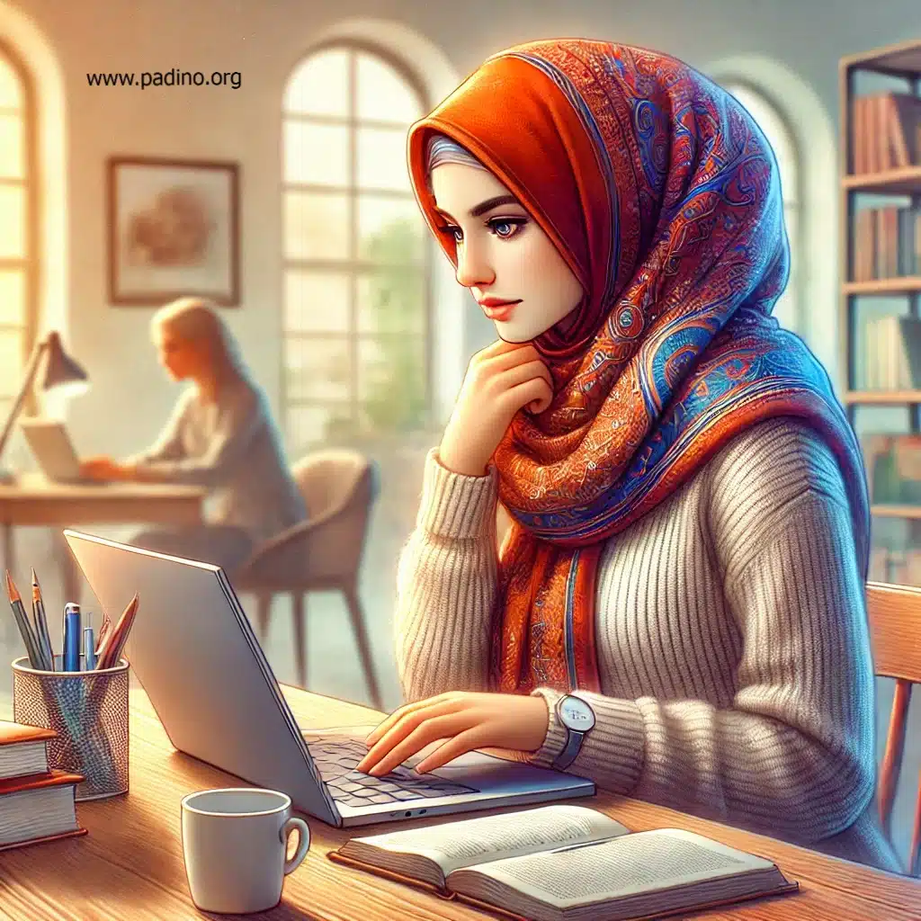 دختر در حال سرچ و تحقیق